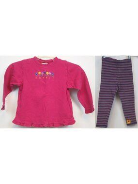 Vtg Y2K Esprit 2pc Outfit girls sz 4T Leggings T-shirt Flowers Stripes Casual
